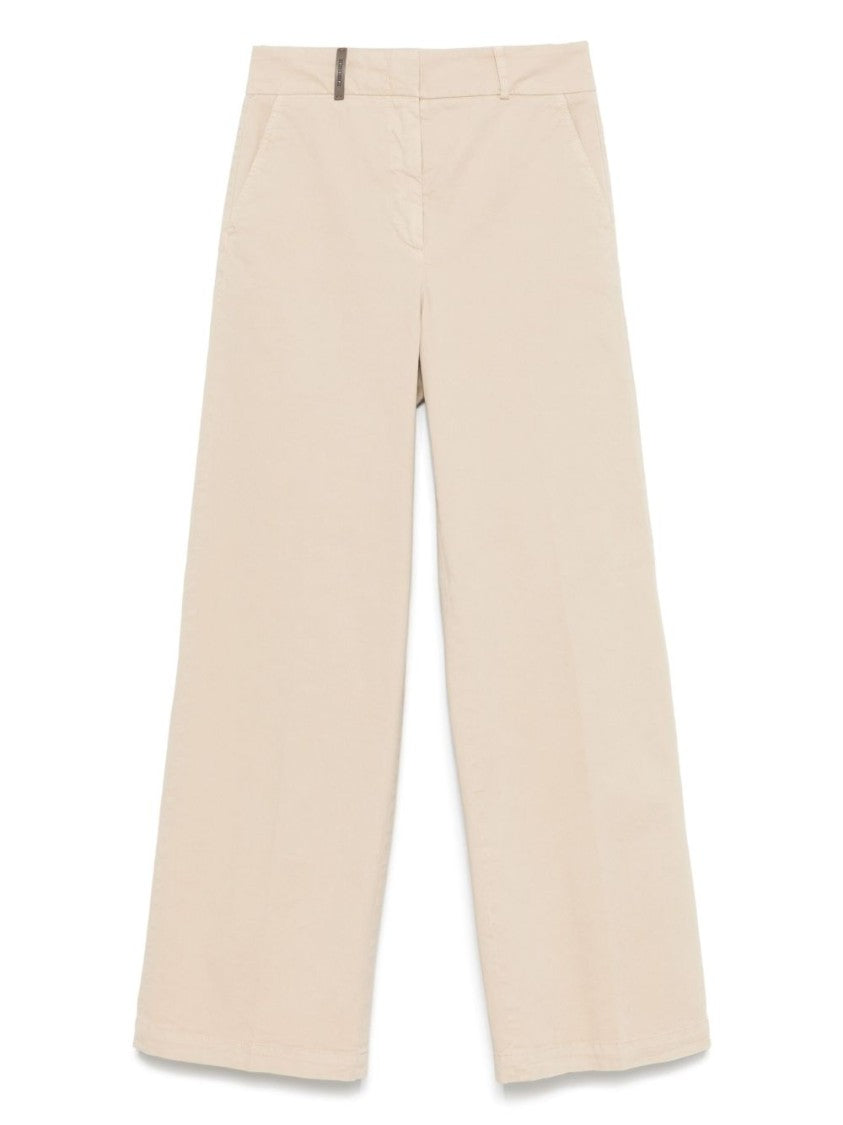 Peserico Wide-Leg Beige Trousers With High Waist