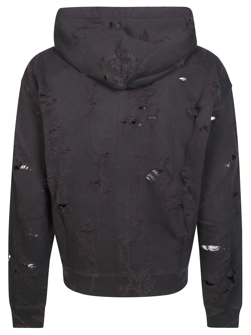 Our Legacy Rascal Distressed Drawstring Zip-Up Hoodie
