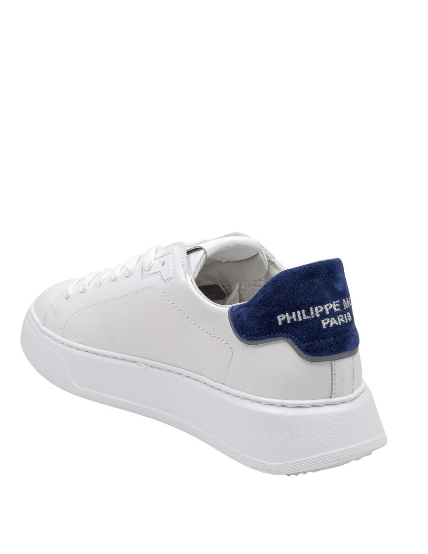 Philippe Model Temple Low Leather Sneakers, White And Blue