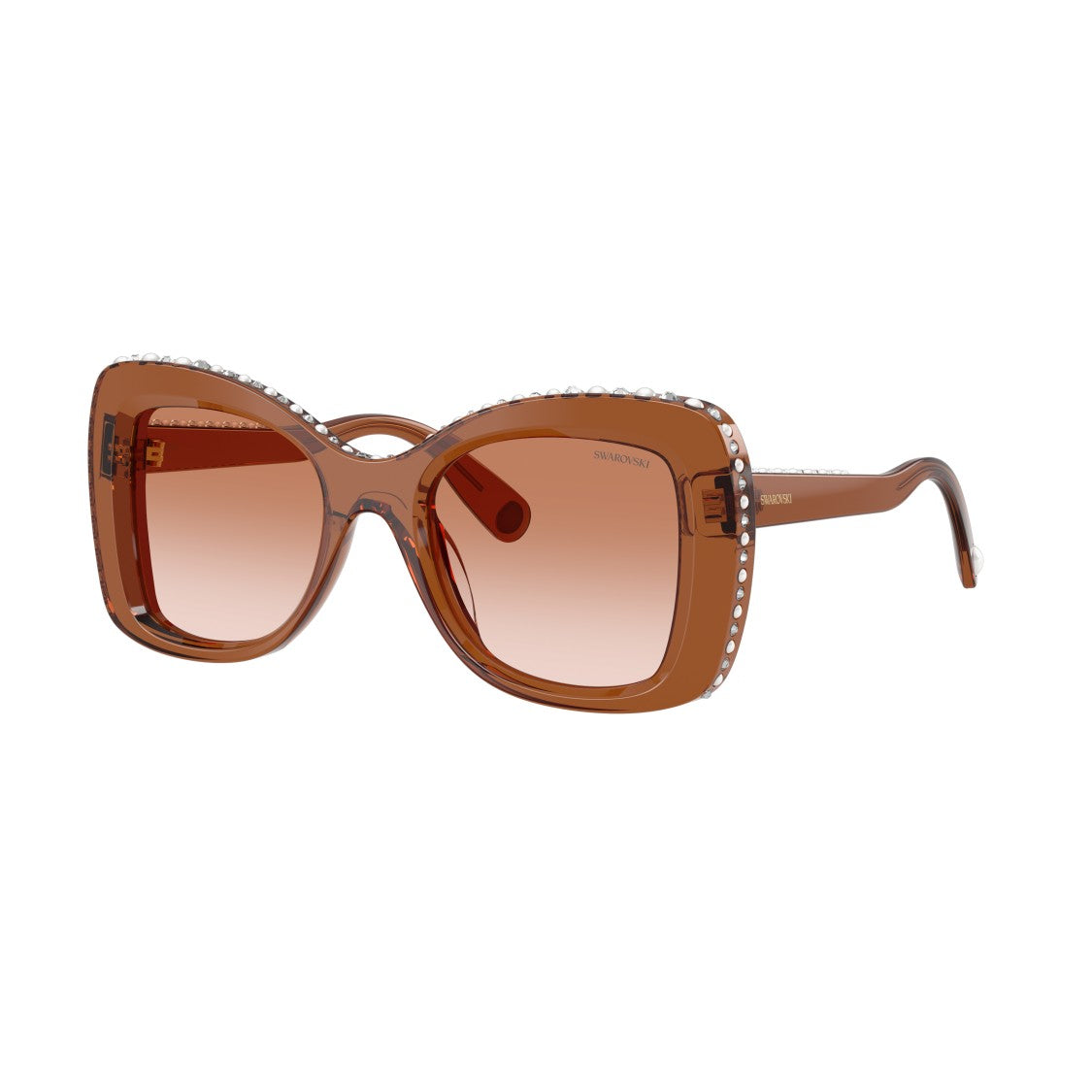 Swarovski 0Sk6062u Translucent Brown Acetate Sunglasses With Crystal Accents