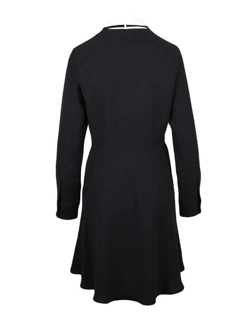 Lauren Ralph Lauren Fit-And-Flare Dress With Contrasting Bib And Velvet Ribbon