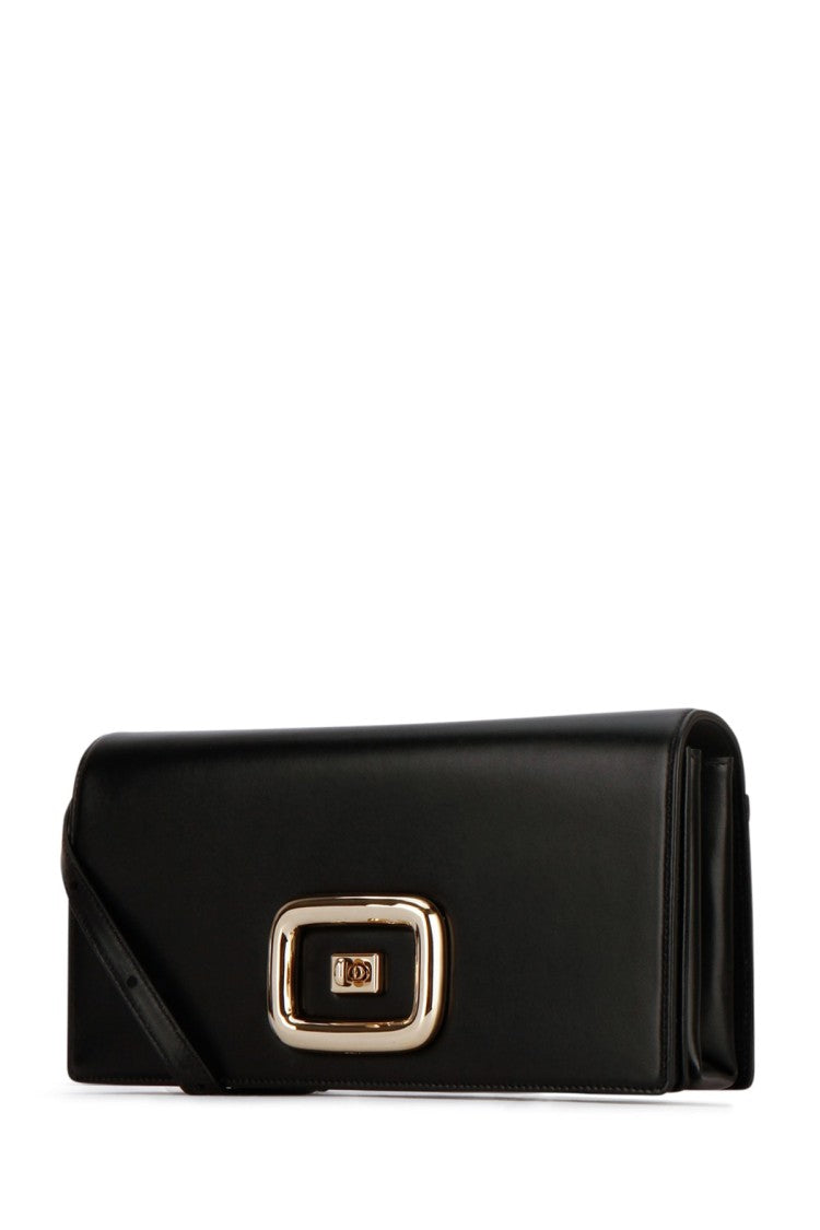 Roger Vivier Rectangular Black Clutch Bag With Gold-Tone Clasp