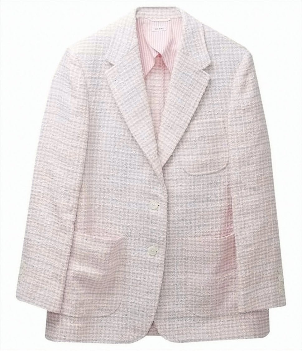 Thom Browne Textured Check Patterned Jacket With Striped Lining