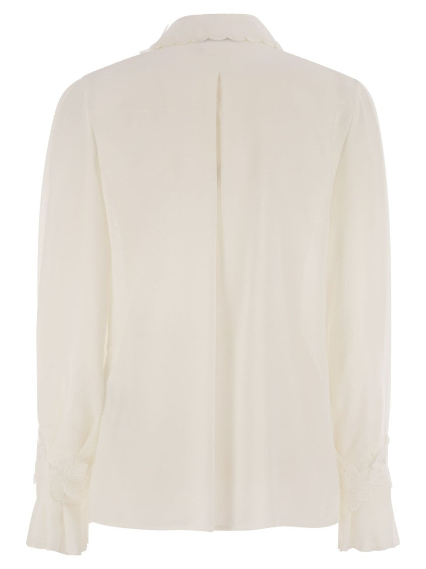 Elisabetta Franchi Georgette Shirt With Floral Embroidery
