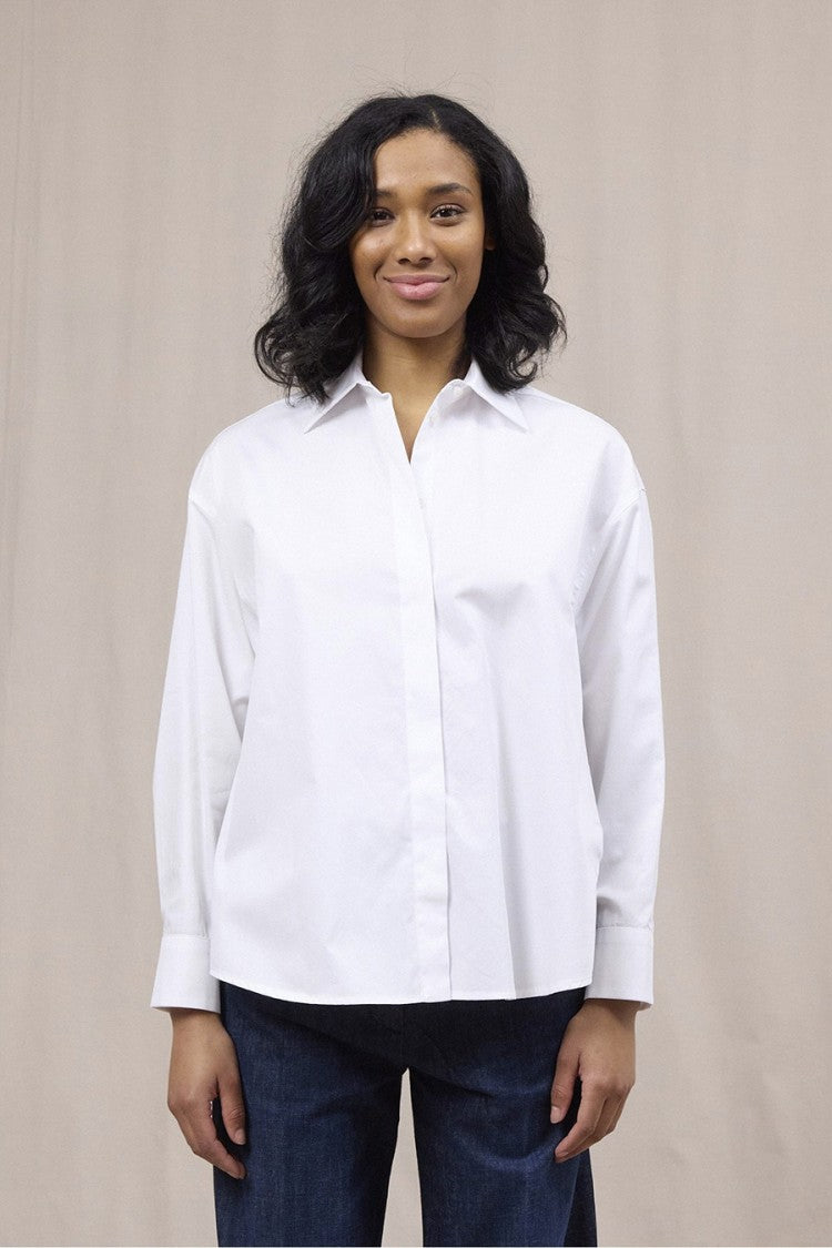 Dondup White Cotton Raw-Hem Oversized Shirt