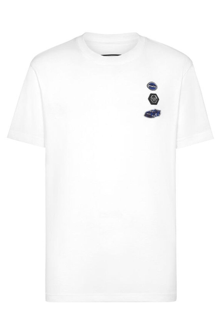 Philipp Plein White Cars Racing Print Cotton T-Shirt