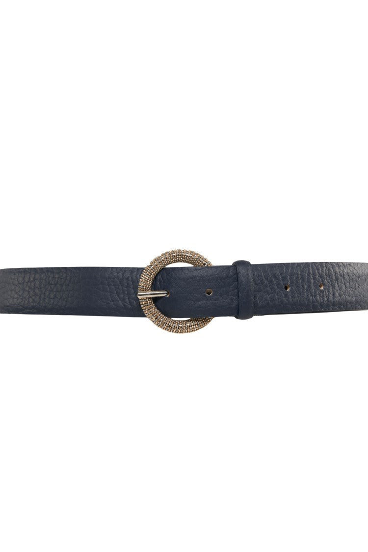 Orciani Grained Leather Belt With Round Buckle