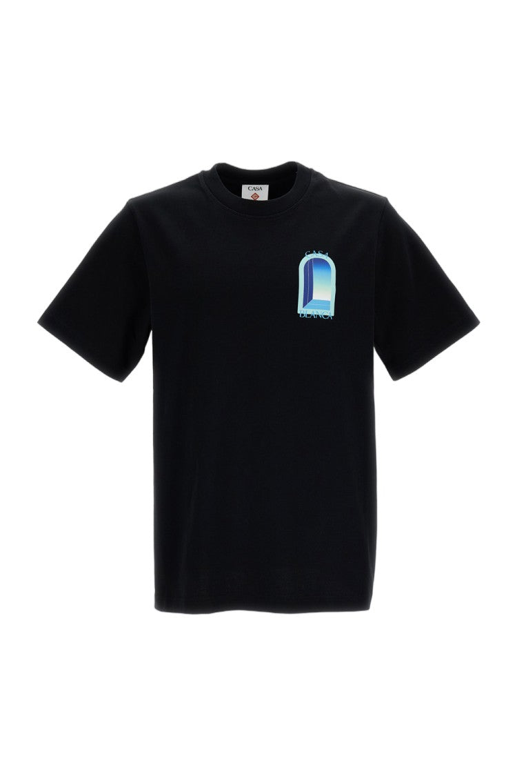 Casablanca Black Printed Cotton T-Shirt