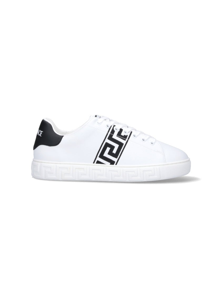 Versace 'Greca' Embroidered Sneakers – White