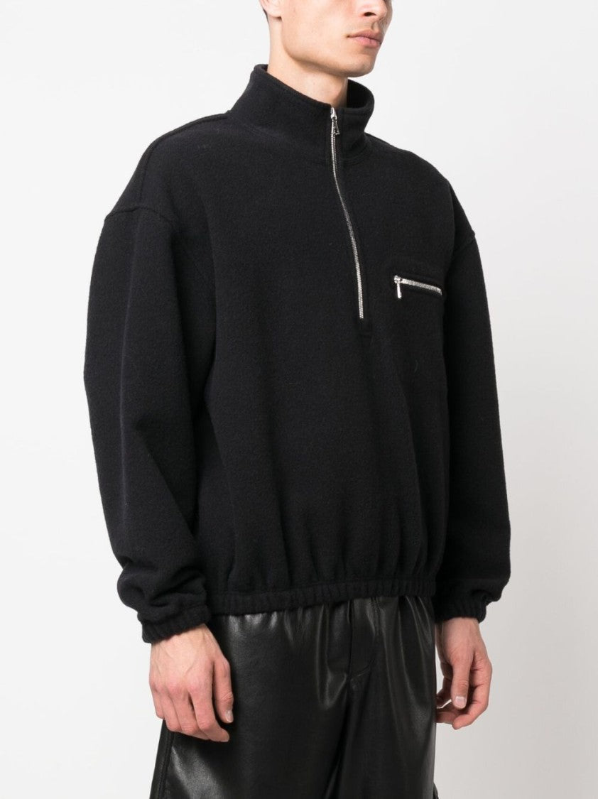 Rier Black Relaxed-Fit Half-Zip High Collar Sweater