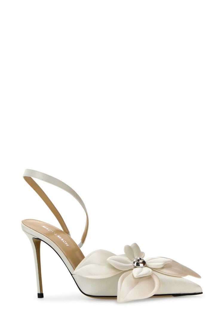 Mach & Mach White Satin Orchid Pumps