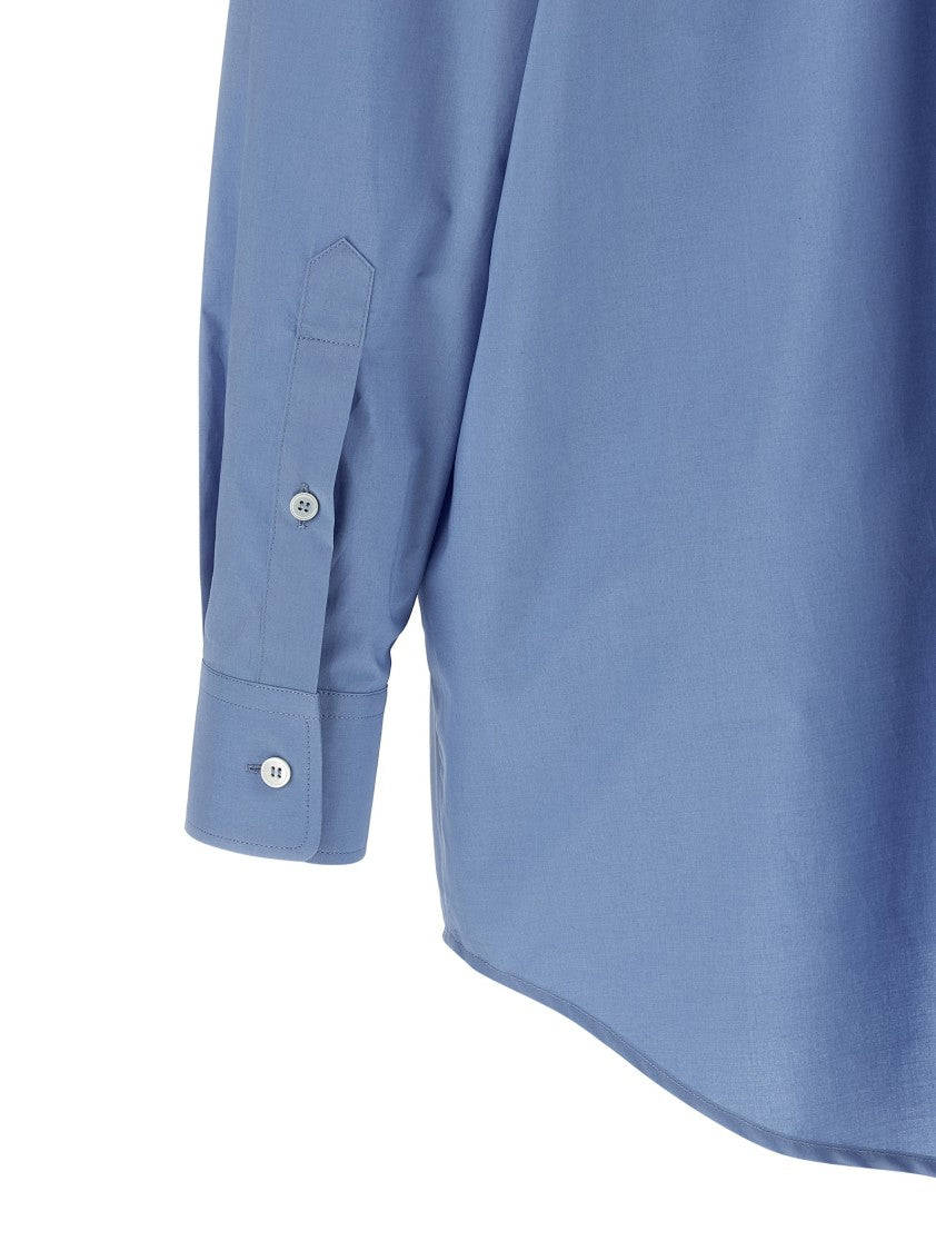 Mm6 By Maison Margiela Cotton Poplin Shirt With Tulle Insert And Teardrop Detail