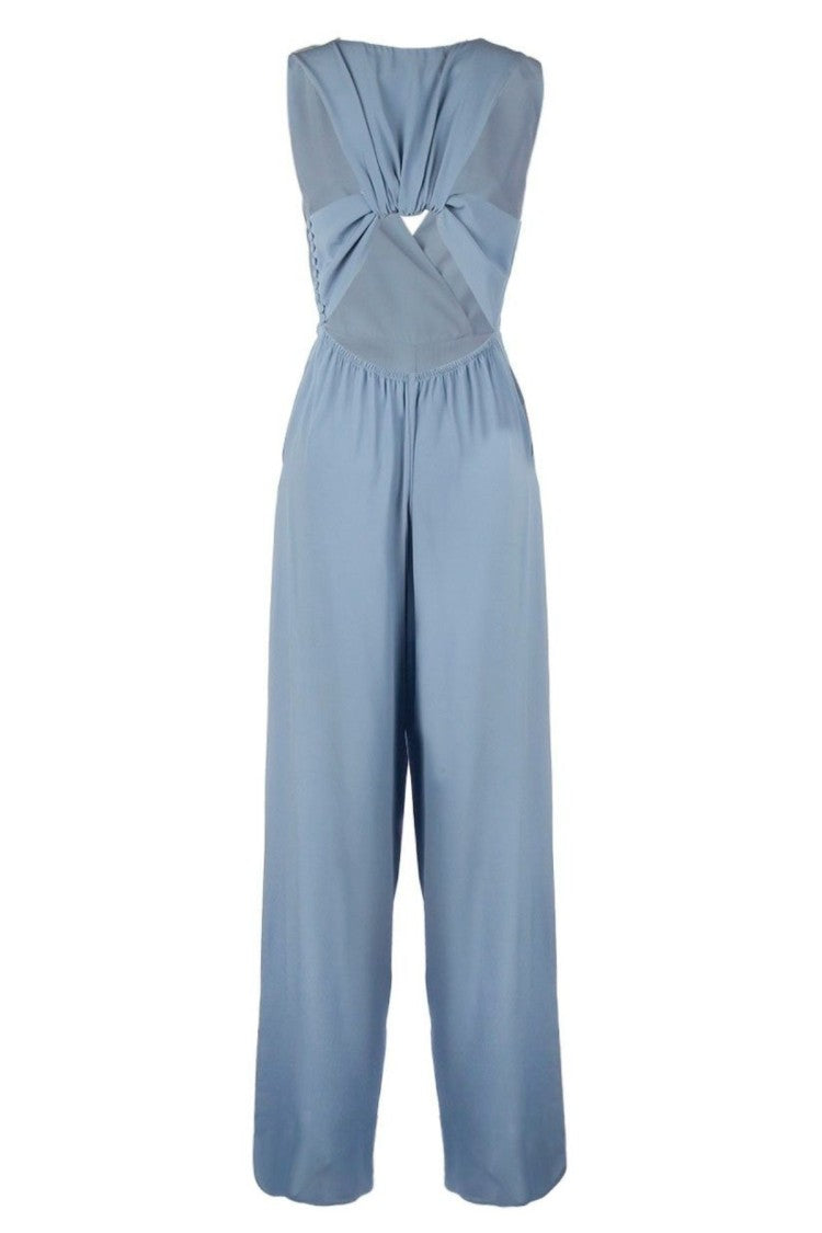 Federica Tosi Cerulean Jumpsuit With V-Neckline