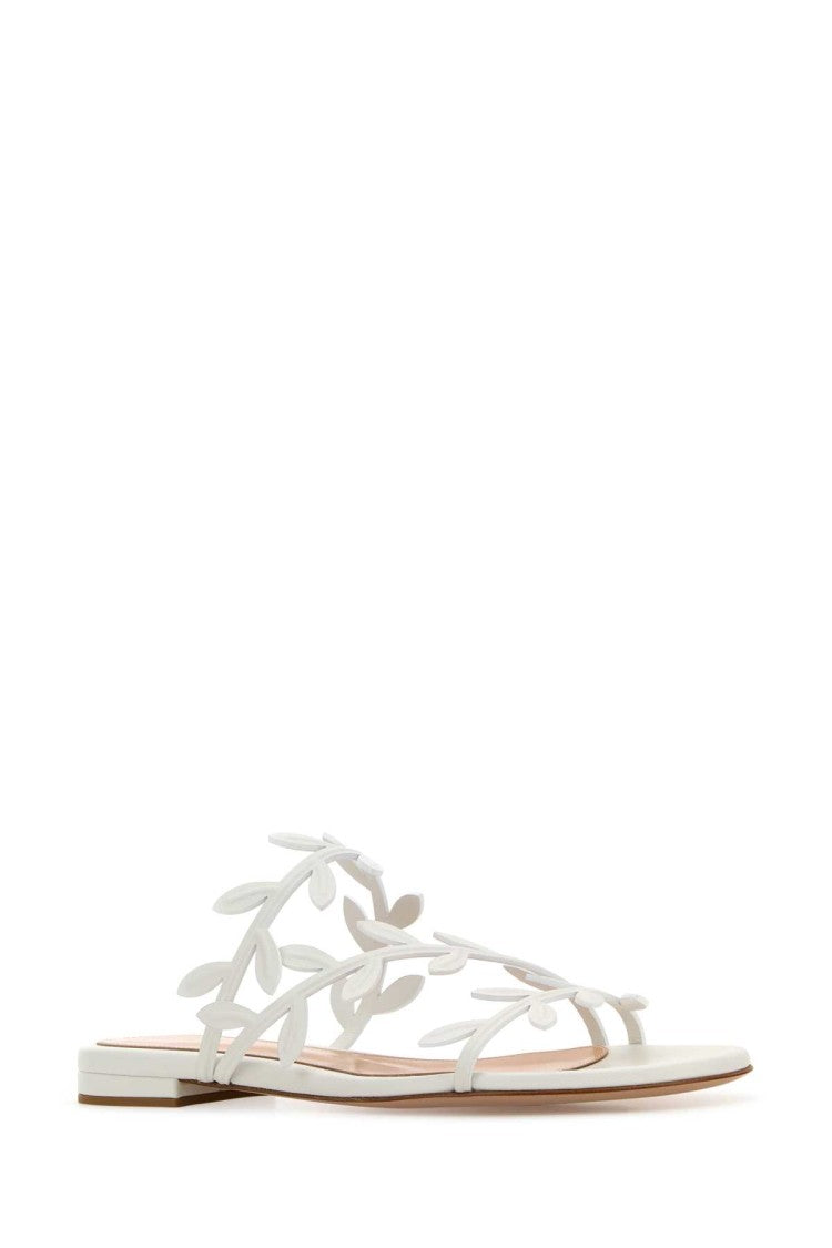 Gianvito Rossi White Nappa Leather Flavia Slippers