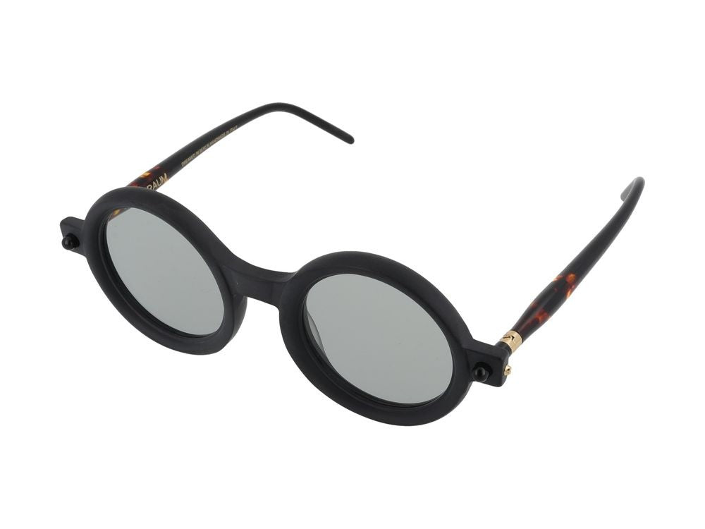 Kuboraum Bold Oversized Tortoiseshell Accent Round Sunglasses