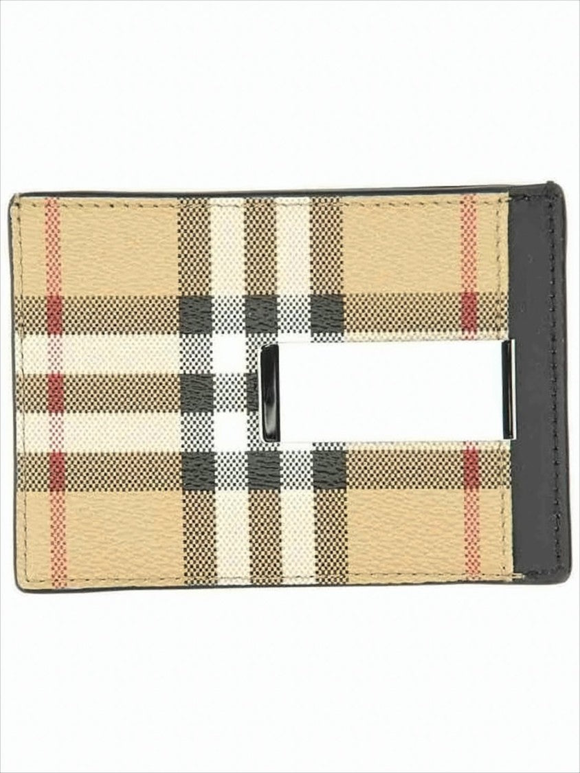Burberry Textured Card Wallet With Classic Check Pattern