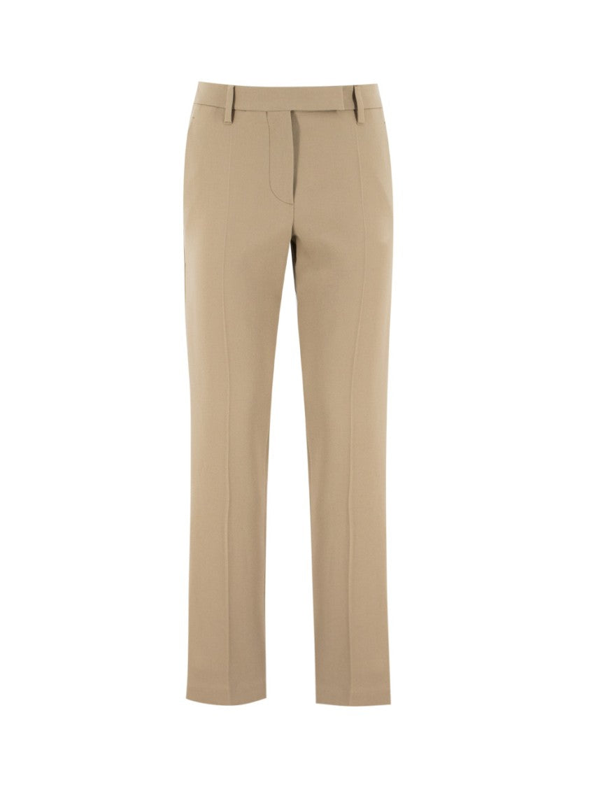 Brunello Cucinelli Tailored Cotton Trousers With Jewel Embroidery