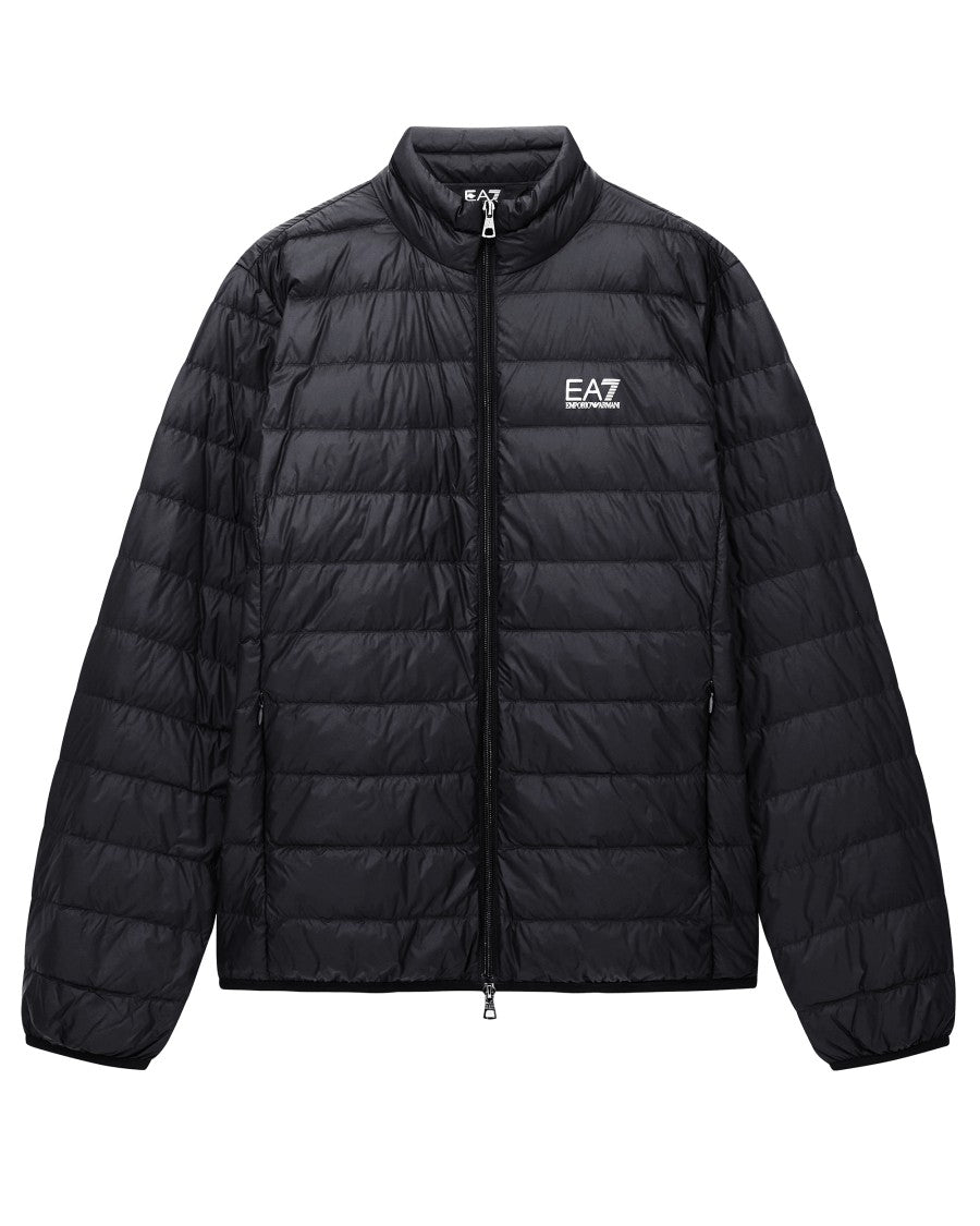 Ea7 Emporio Armani Packable Lightweight Puffer Jacket With Horizontal Quilting And Contrast Detail