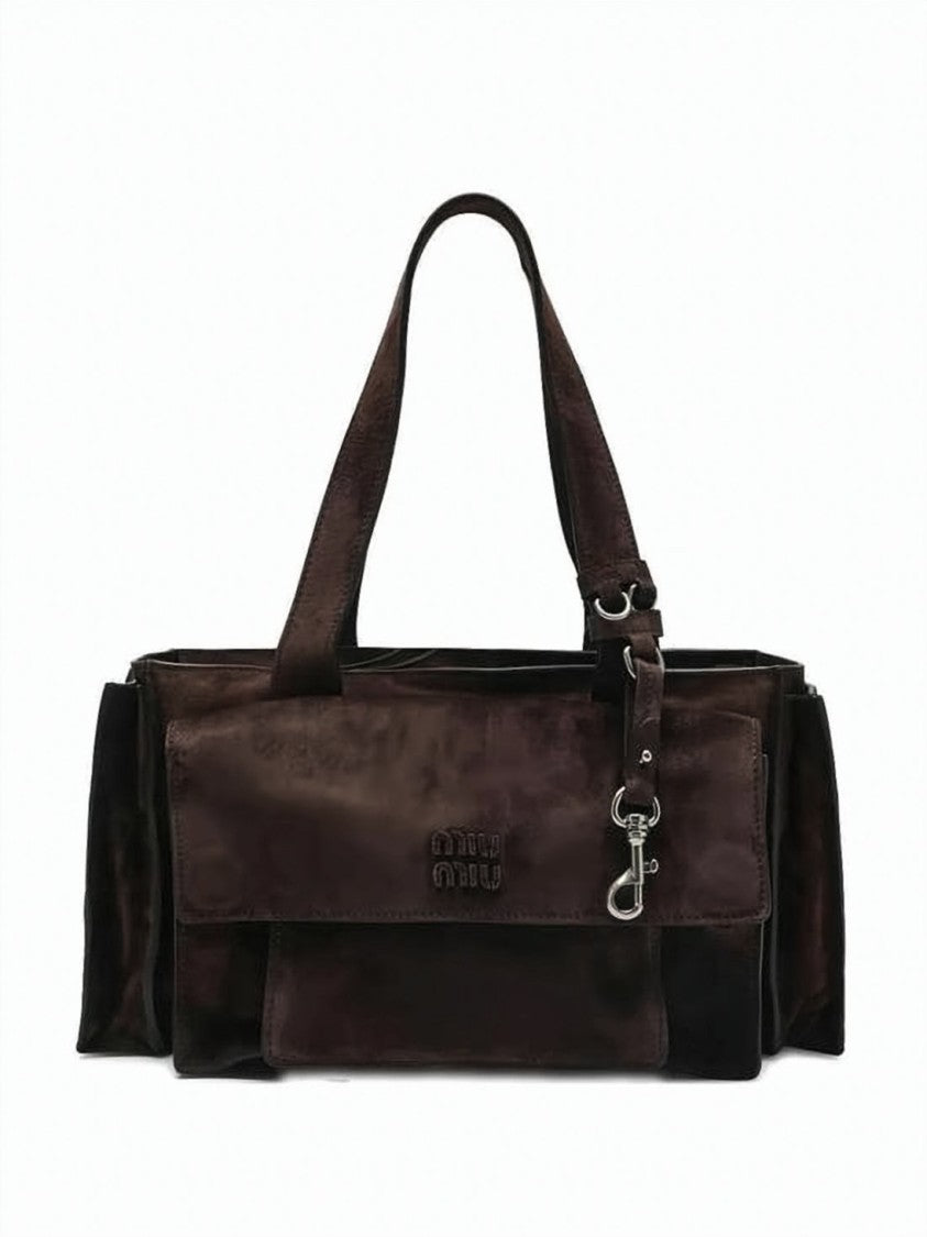 Miu Miu Soft Calf Leather Shoulder Bag With Expandable Gussets