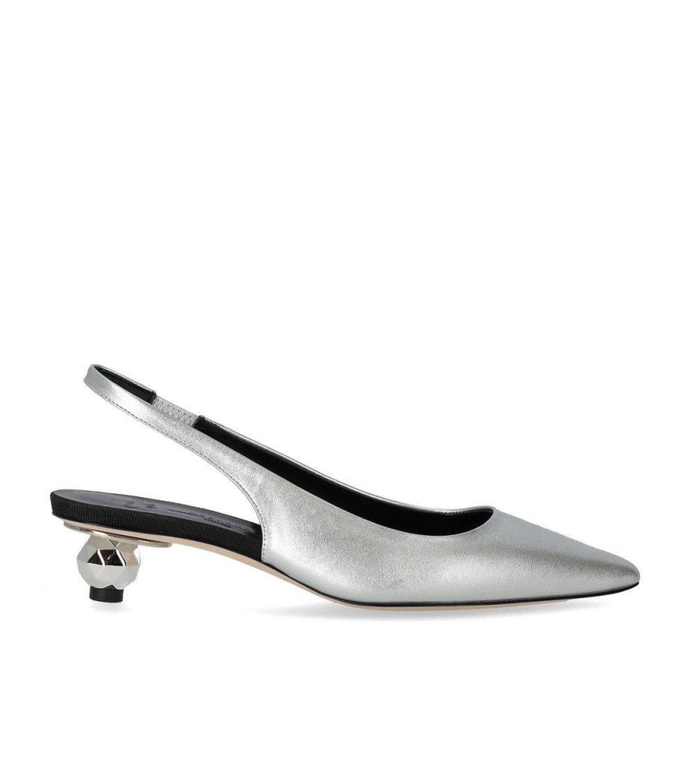 Max Mara Gallico Silver Slingback Pumps