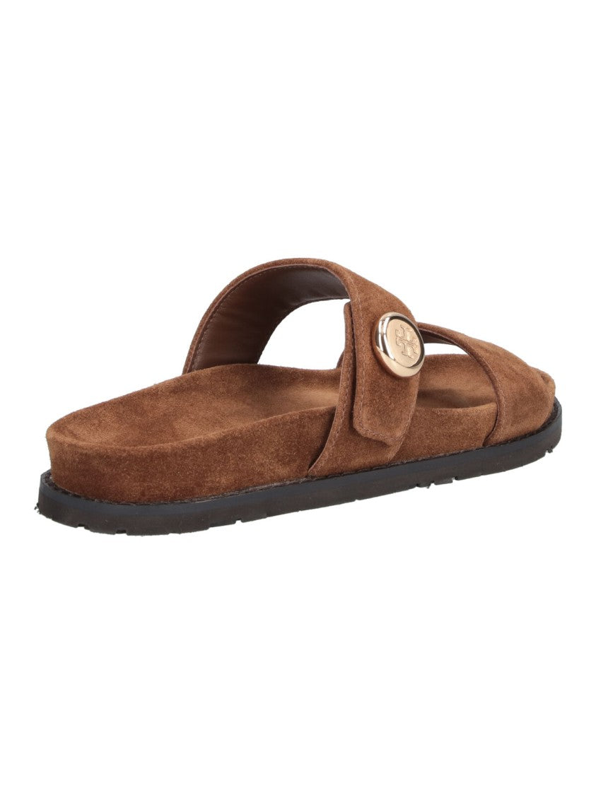 Tory Burch Brown Romy Suede Open-Toe Sandals