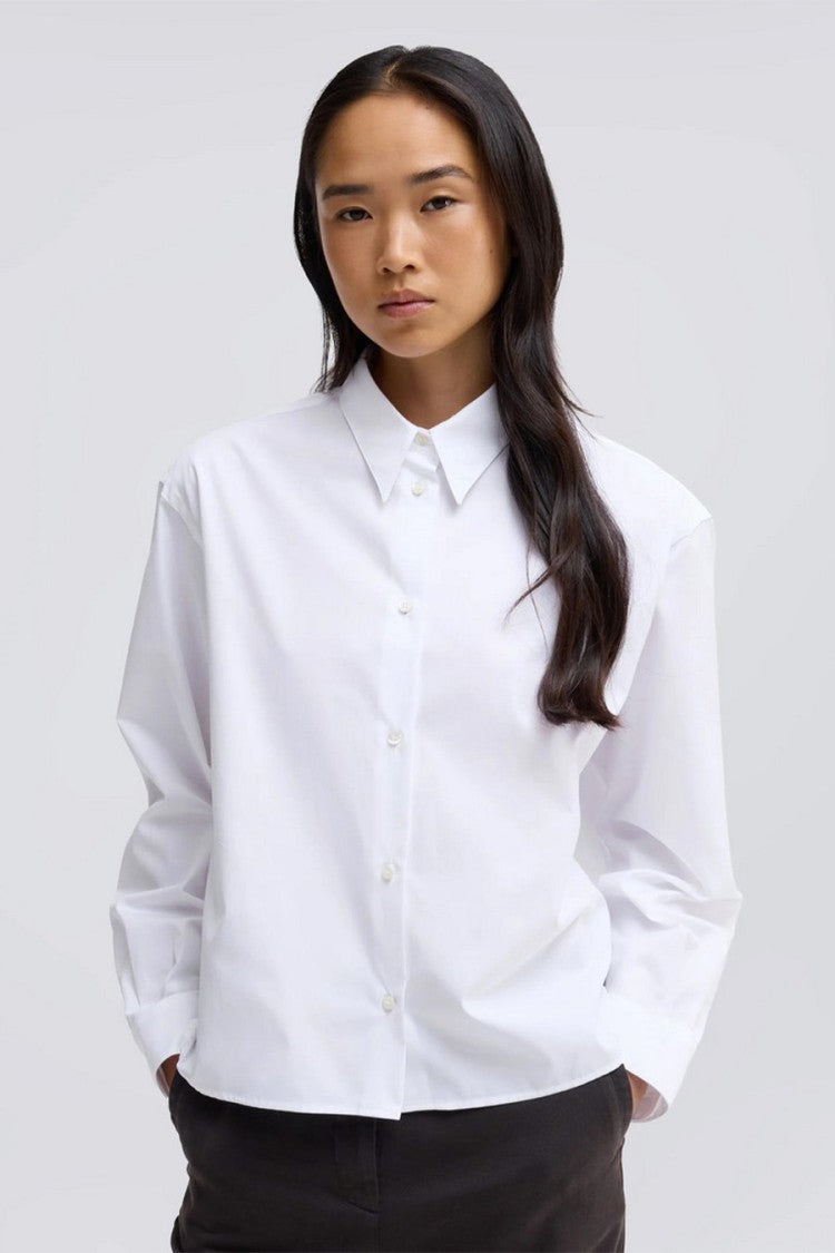 Aspesi White Boxy Cropped High-Low Cotton Shirt