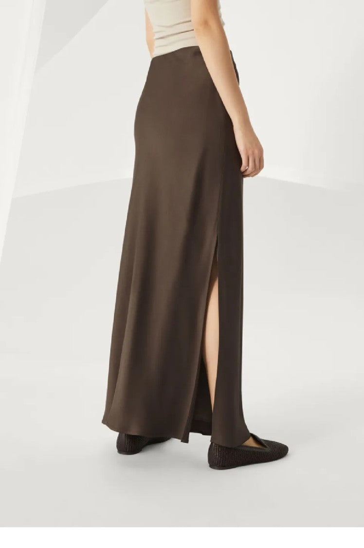 Brunello Cucinelli High-Waist Maxi Skirt With Side Slit