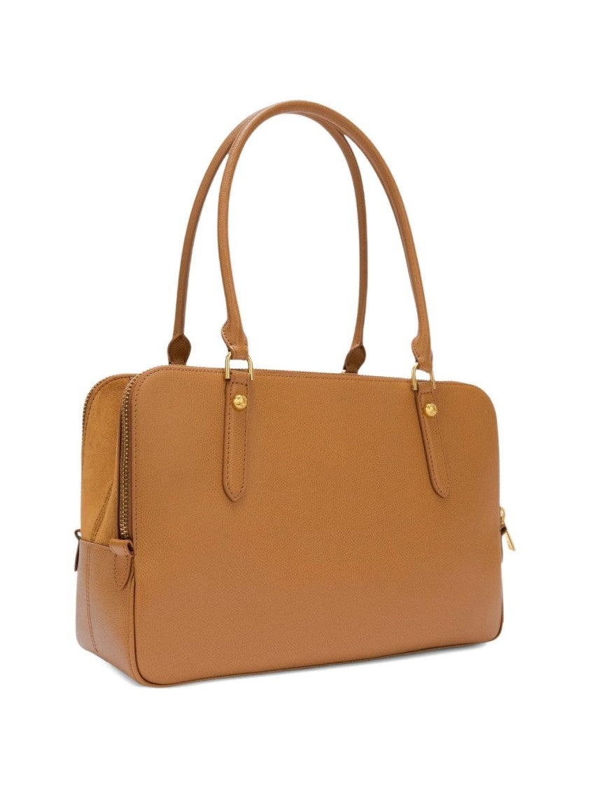 Furla Textured Leather Handbag With Gold-Tone Hardware