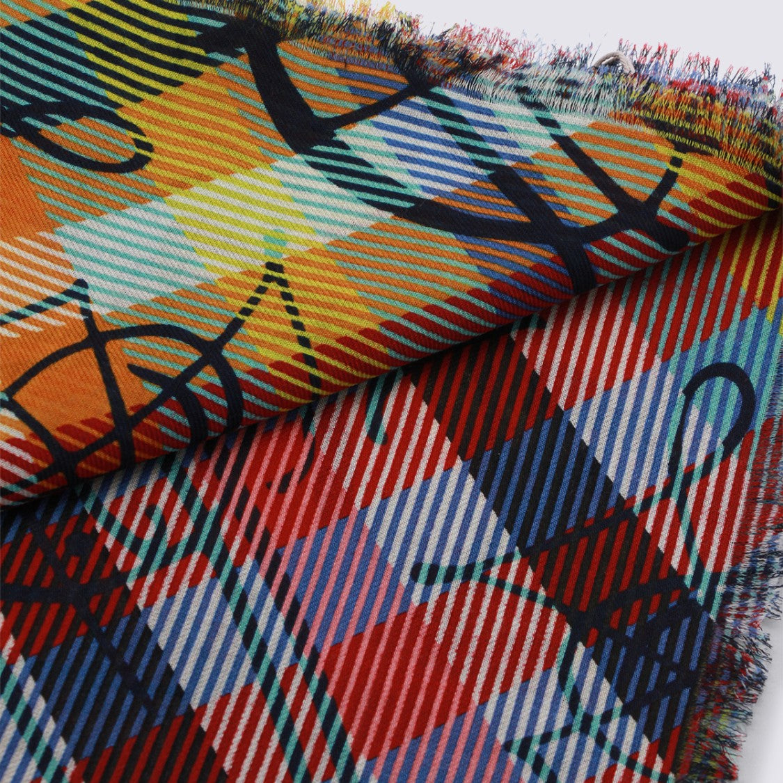 Vivienne Westwood Vibrantly Printed Plaid Scarf With Abstract Detailing