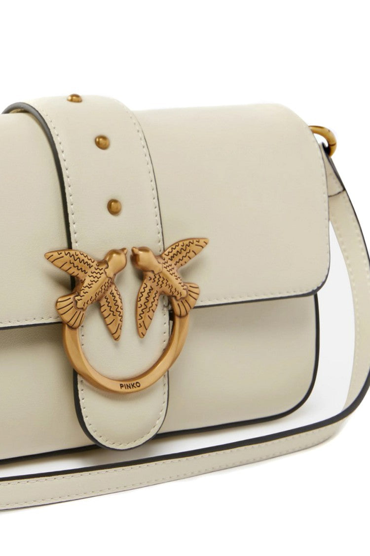 Pinko White Love Bag One Leather Gold-Buckle Shoulder Bag