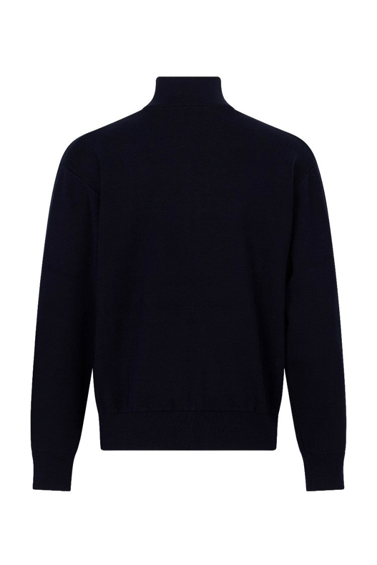 Dsquared2 Navy High Collar D2 Logo Viscose-Blend Zip-Through Knit