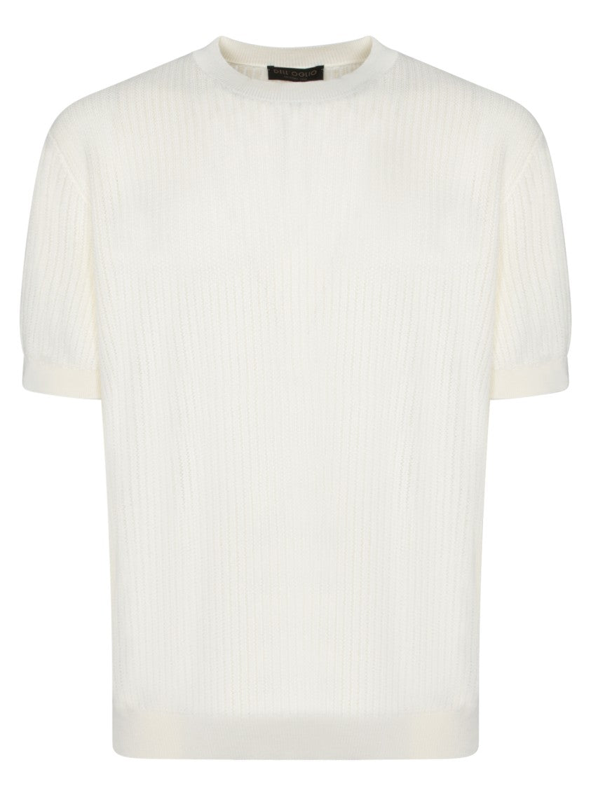 Dell'oglio Textured Knit White T-Shirt