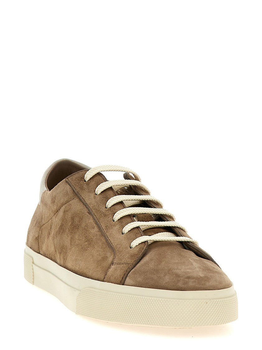 Brunello Cucinelli Brown Suede Sneakers With Lace-Up Closure