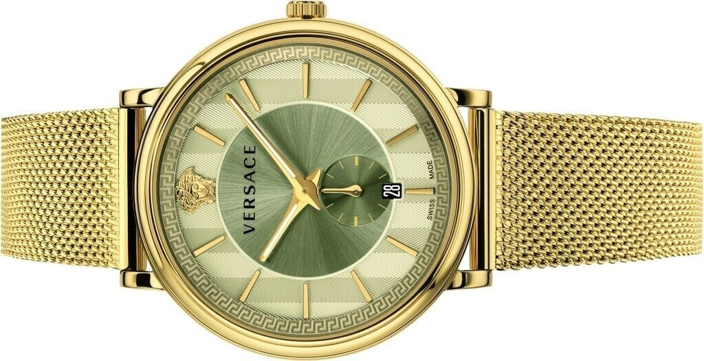 Versace Gold-Toned Stainless Steel Versace V-Circle Watch With Mesh Bracelet