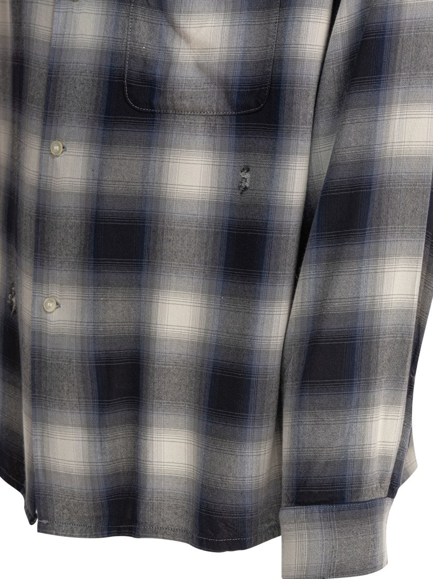 Saint Mxxxxxx Gradient Plaid Rayon Shirt