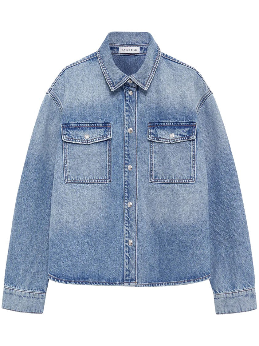 Anine Bing Denim Shirt With Classic Collar And Button-Down Front