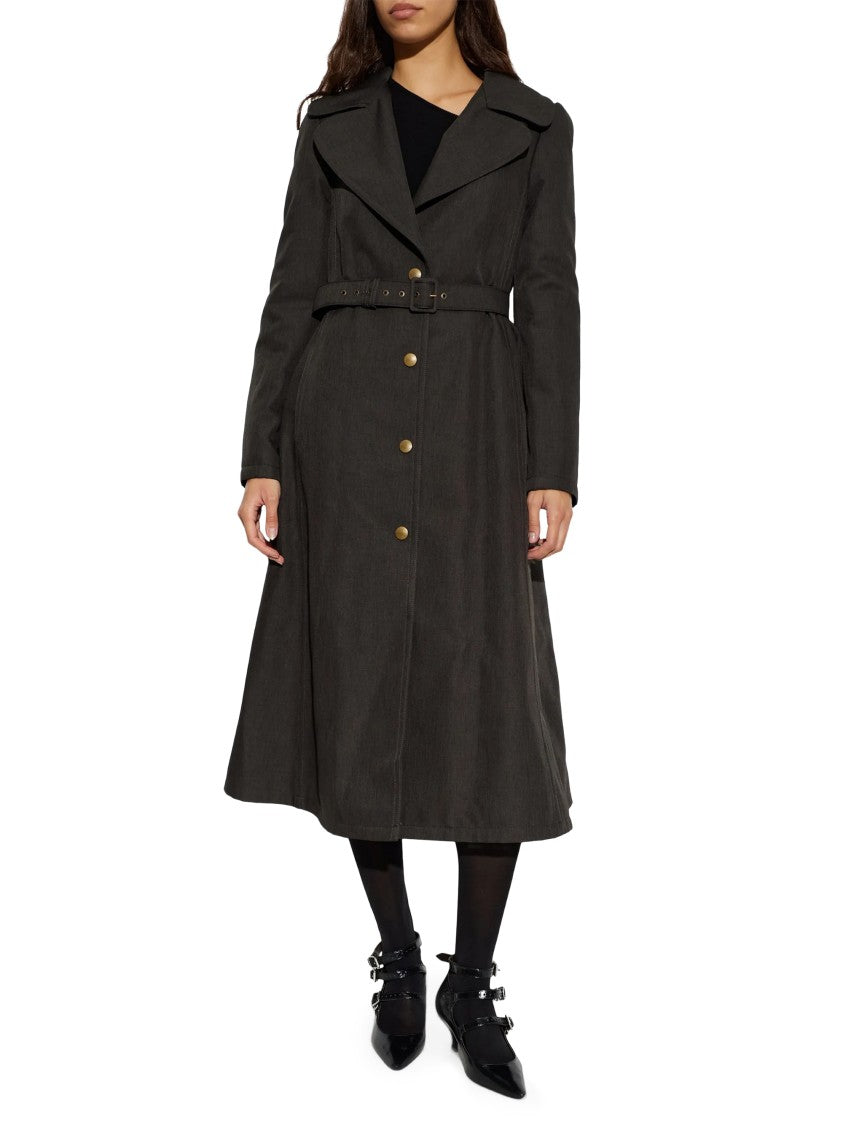 Vivienne Westwood Mid-Calf Liska Flared Metallic Wool Coat