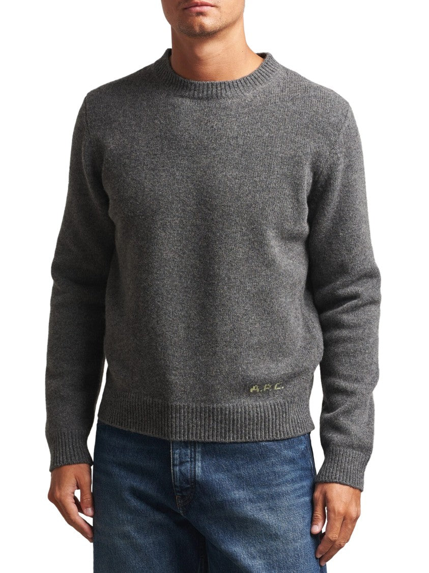 A.P.C. Pull Edmond Textured Logo Crewneck Sweater