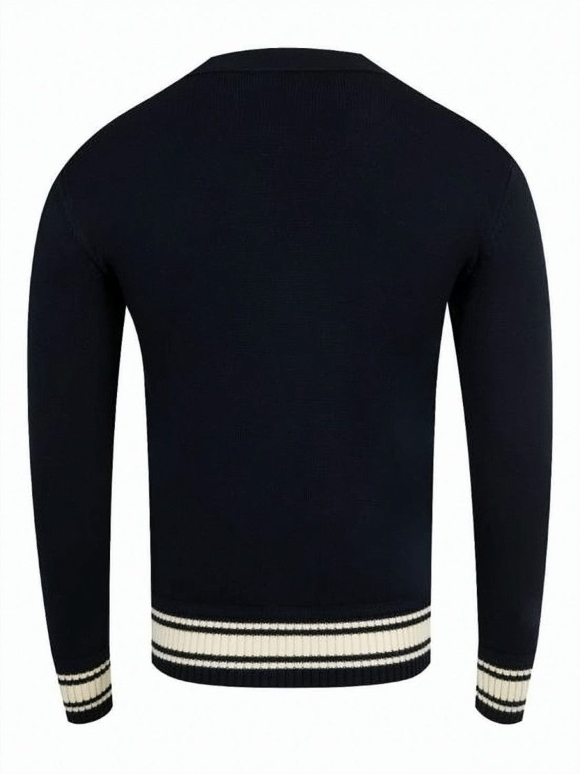 Moncler Deep V-Neck Knit Cardigan