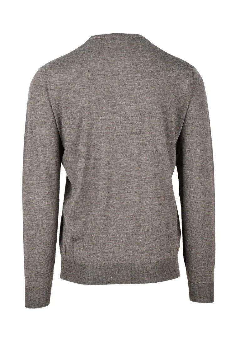 Filippo De Laurentiis Brown Merino Wool Men's Crewneck Pullover