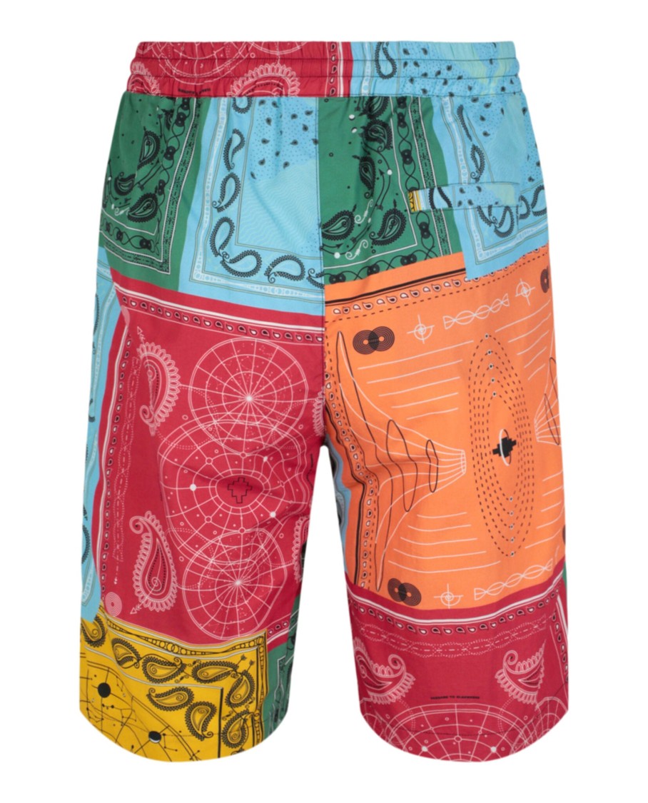 Marcelo Burlon Mid-Rise Bandana Print Nylon Shorts With Button Closure