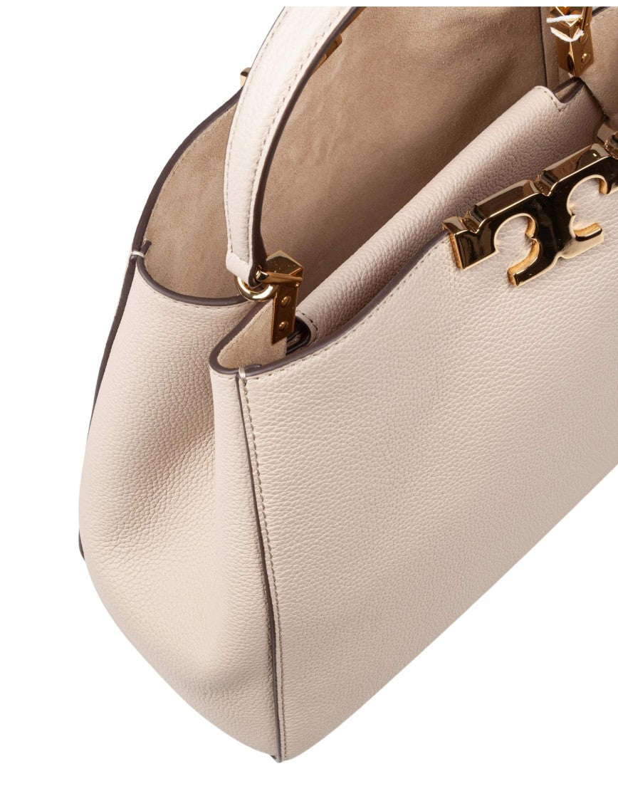Tory Burch Eleanor Satchel Leather Bag In Stone