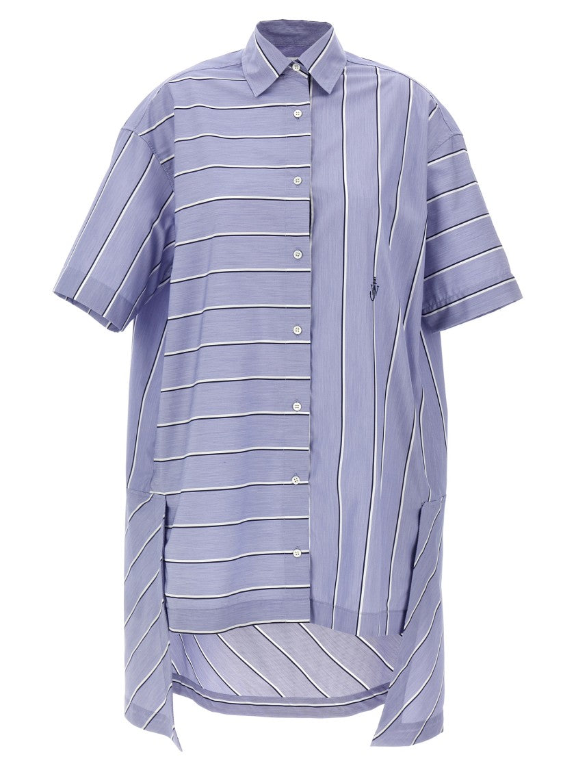 J. W. Anderson Patchwork Cotton Shirt Dress With Asymmetric Hem