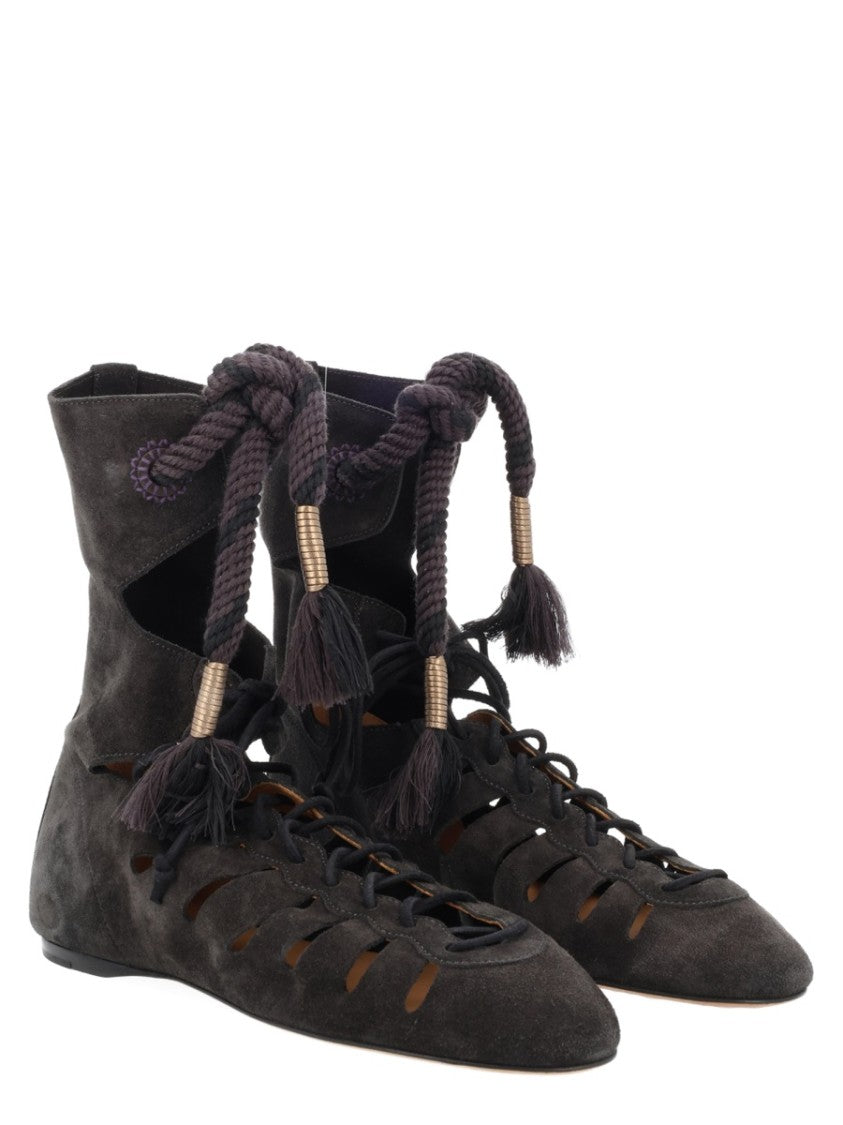 Isabel Marant Black Liade Cut-Out Tassel Boots