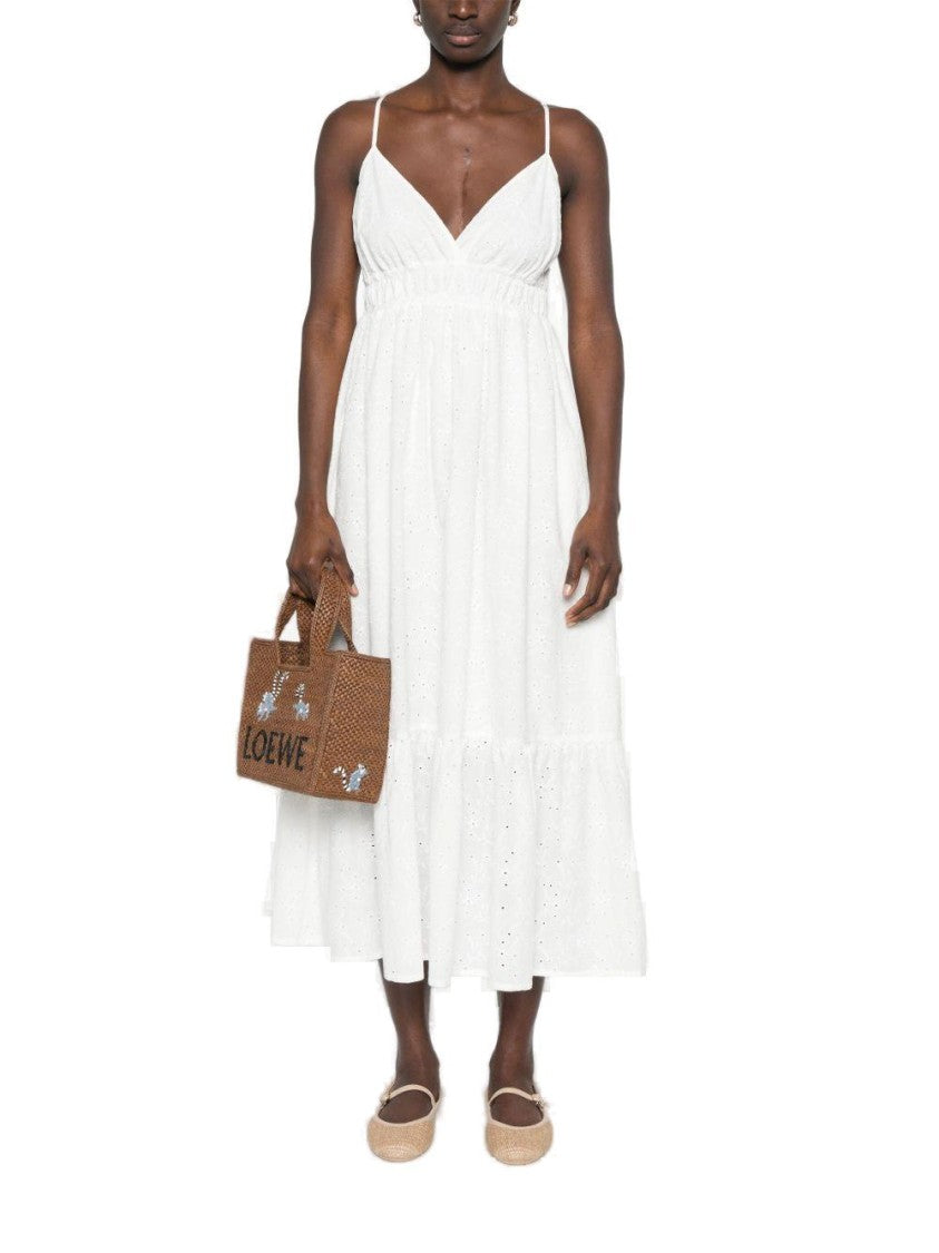 Polo Ralph Lauren V-Neck White Midi Dress