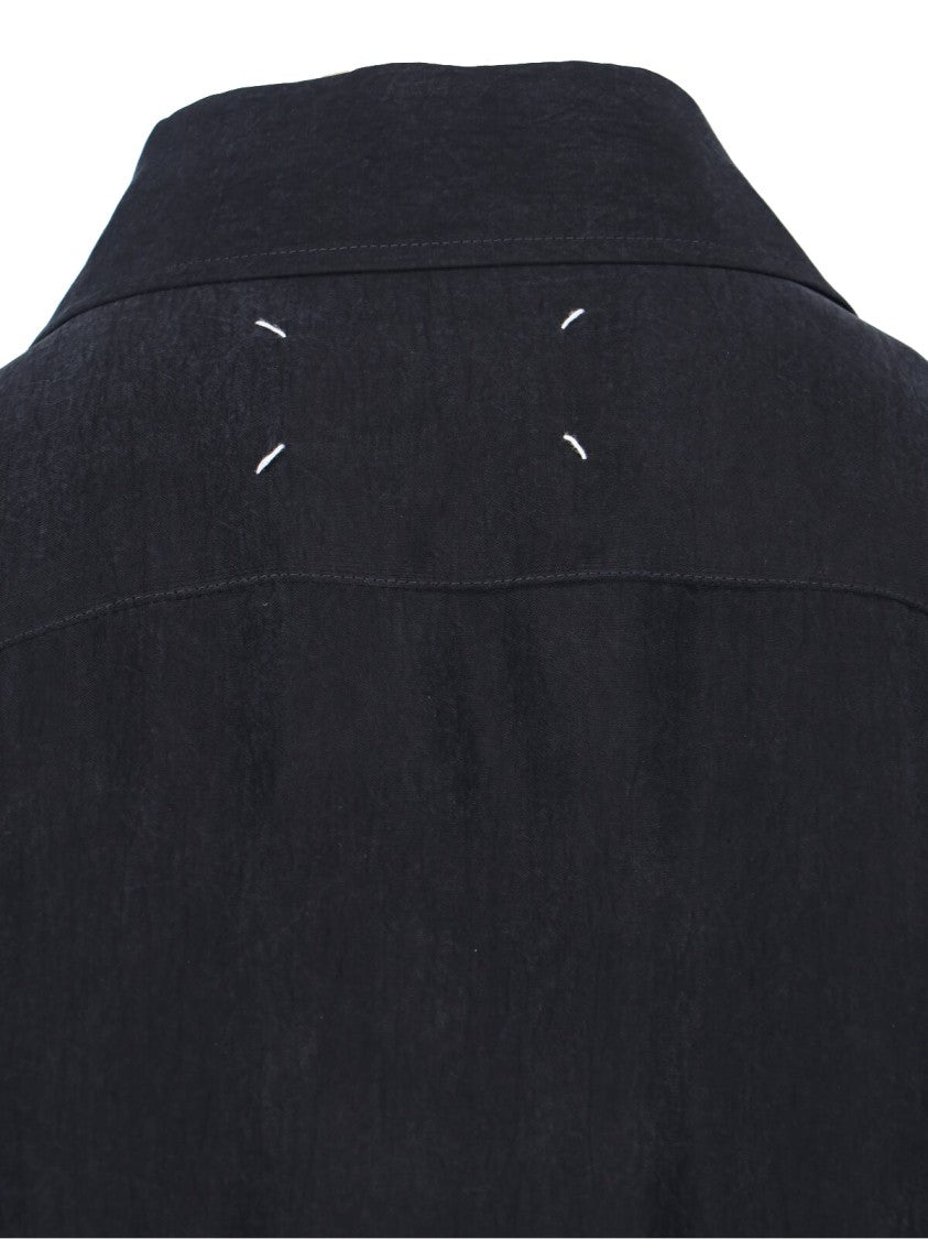 Maison Margiela Black Draped Cut-Out Cupro Midi Dress