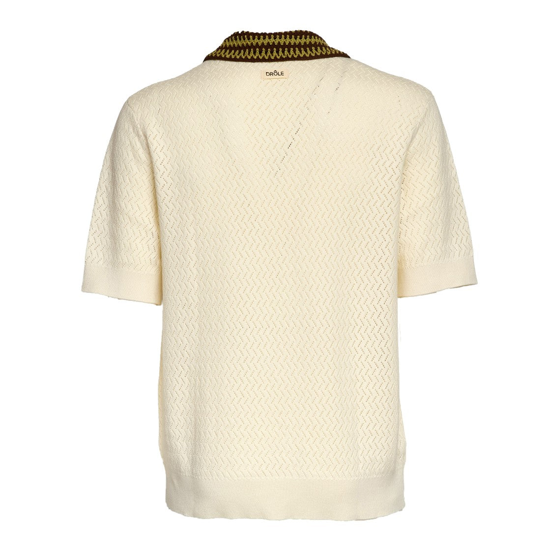 Drôle De Monsieur Maelle Open Work Knit Polo Shirt