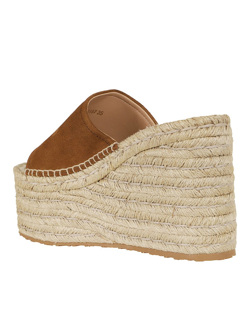 Gianvito Rossi Brown Suede Espadrilles With Woven Jute Platform