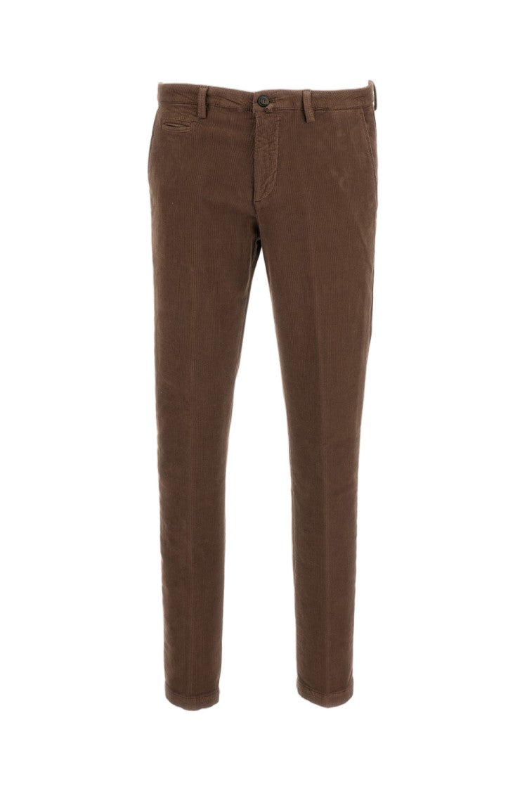 Briglia 1949 Brown Moleskin-Effect Cotton Twill Straight-Leg Pants