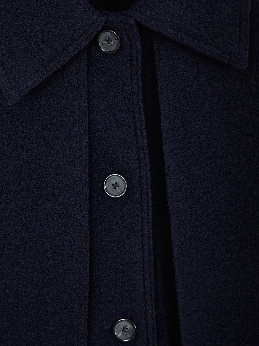 Totême Structured Blue Cape Coat With Flared Hem